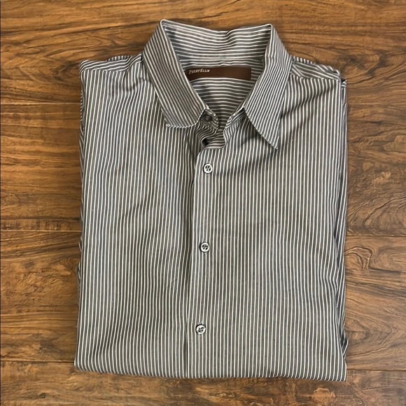 Men’s Perry Ellis Gray 100% Cotton Dress Shirt with Button-Down Collar - Picture 6 of 7